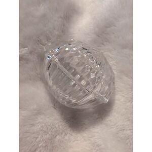Vintage Zajecar 24% Lead Crystal Oval Egg Shaped Trinket Box Vanity Dresser Box